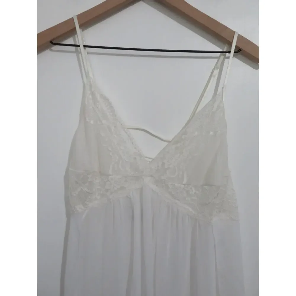 In Bloom by Jonquil Women Sz M White Sheer Lace Slip Dress Delicate Feminine